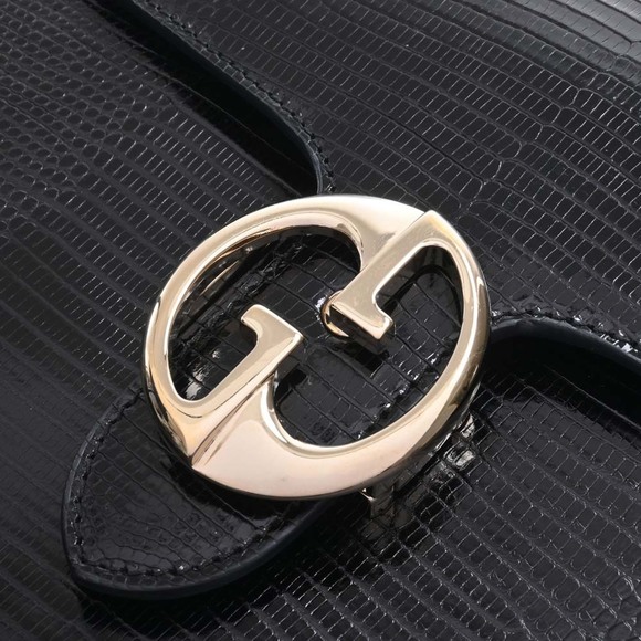 Gucci Leather Embossed Double Handbag Black - Picture 9 of 9